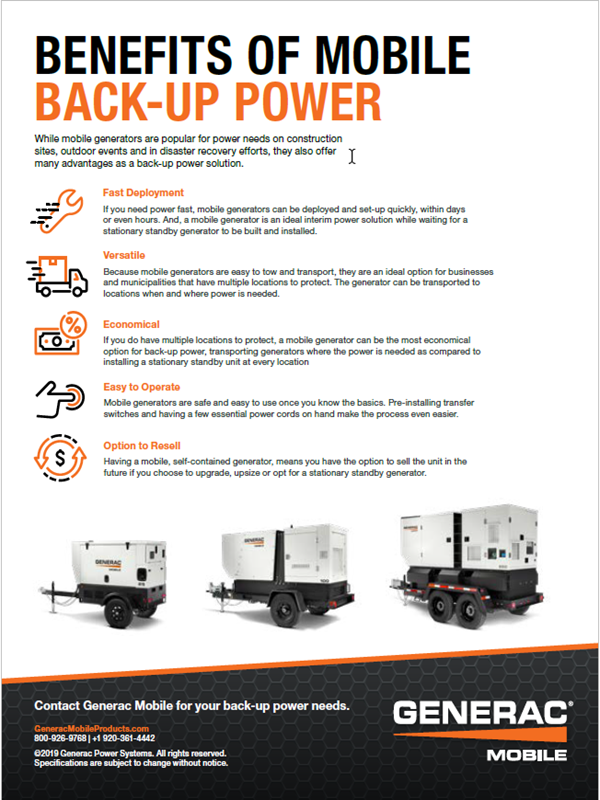 Benefits of Mobile Back-up Power<br/><br/>